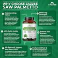 Zazzee, Saw Palmetto, 6,000 mg, 20:1 Extract, 40% Fatty Acids, 120 Vegan Capsules харагдац 2