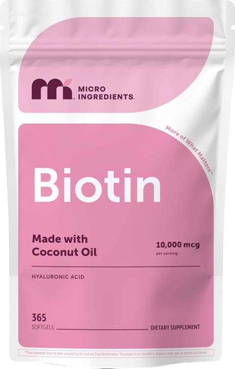 Micro Ingredients, Biotin with Hyaluronic Acid, 10,000 mcg, 365 Virgin Coconut Oil Softgels