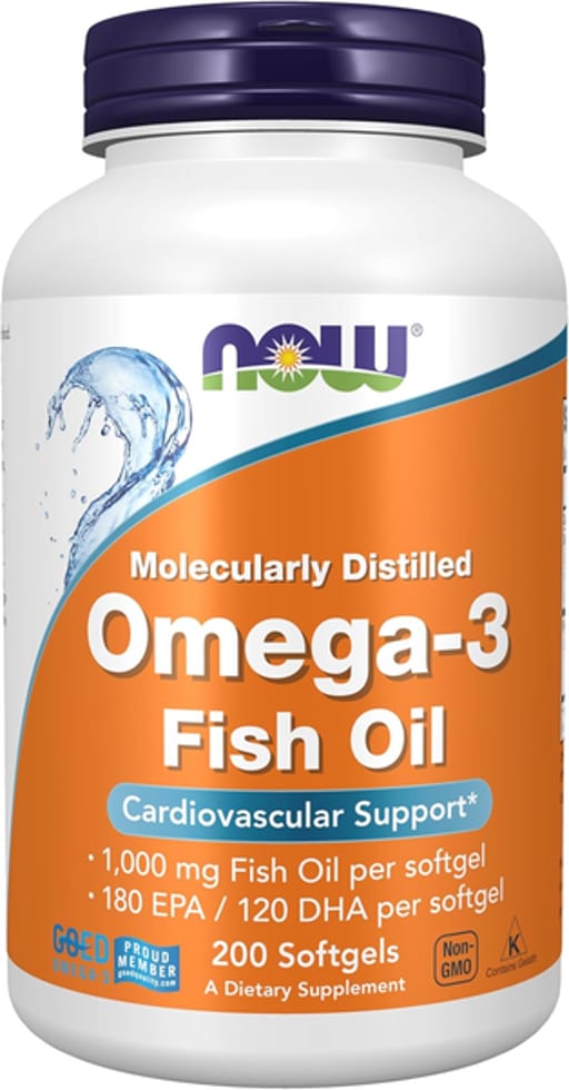 Molecularly Distilled Omega-3 Fish Oil 1,000 MG Fish Oil Per Softgel 180 EPA / 120 DHA Per Softgel 200 Softgels