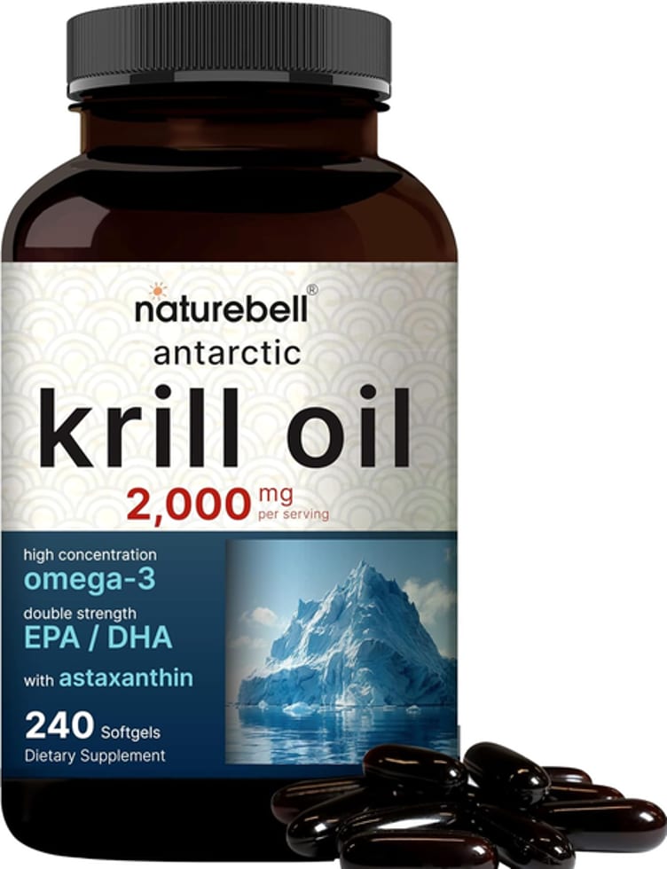 Antarctic Krill Oil 2,000 MG Per Serving High Concentration Omega-3 Double Strength EPA / DHA With Astaxanthin 240 Softgels