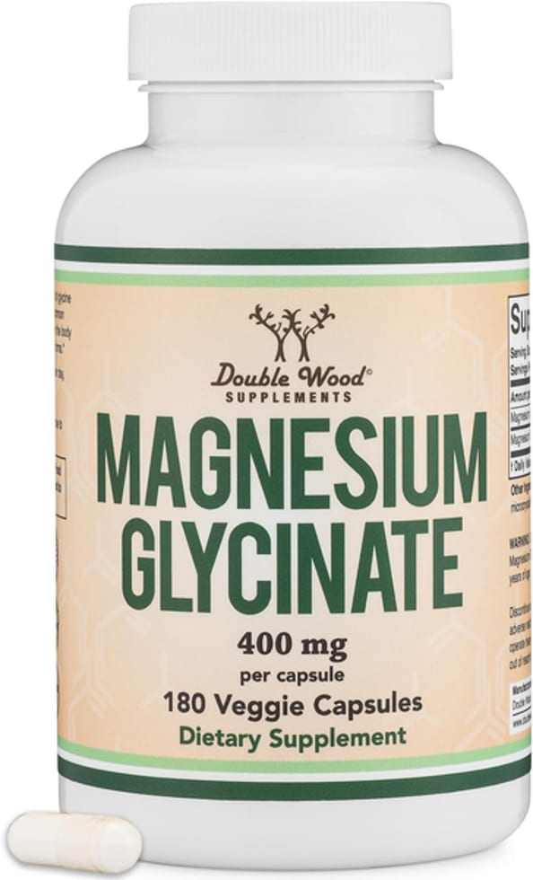 Double Wood Supplements, Magnesium Glycinate, 400 mg, 180 Veggie Capsules