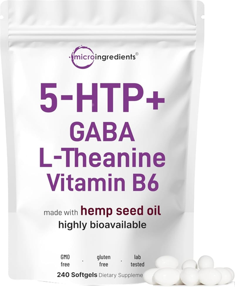 Micro Ingredients, 5-HTP, GABA, L-Theanine & Vitamin B6, 240 Softgels