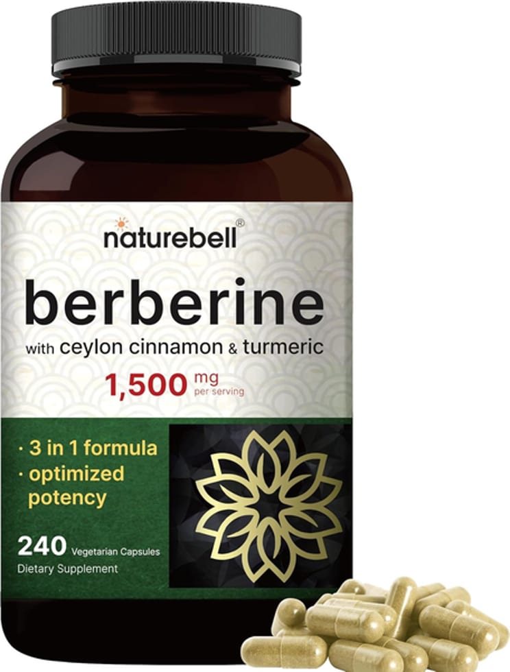 Naturebell, Berberine with Ceylon Cinnamon & Turmeric, 1,500 mg, 240 Veggie Capsules