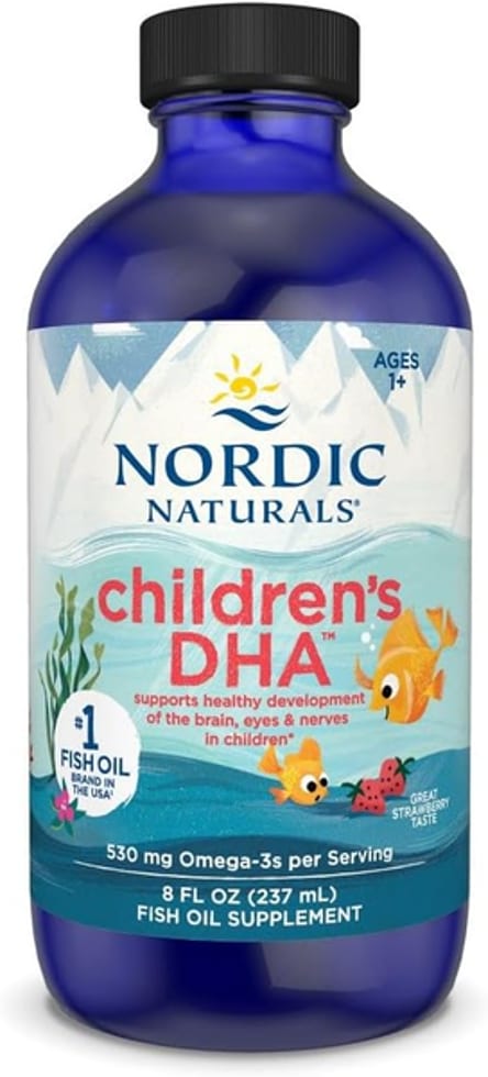 Children's DHA Fish Oil Ages 1+ 530 MG Omega-3s Per Serving 8 Fl Oz (237 Ml) Great Strawberry Taste Dietary Supplement