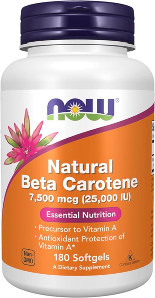 Natural Beta Carotene 7,500 MCG (25,000 Iu) 180 Softgels Dietary Supplement