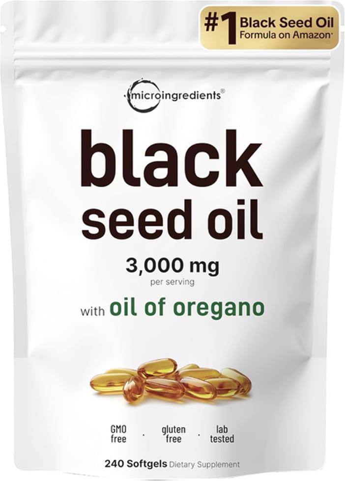 Black Seed Oil 3,000 MG Per Serving With Oil Of Oregano 240 Softgels Dietary Supplement