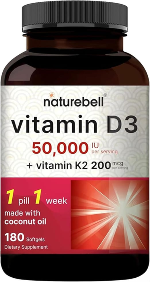 Naturebell, Vitamin D3 with K2, 50,000 IU, 180 Softgels