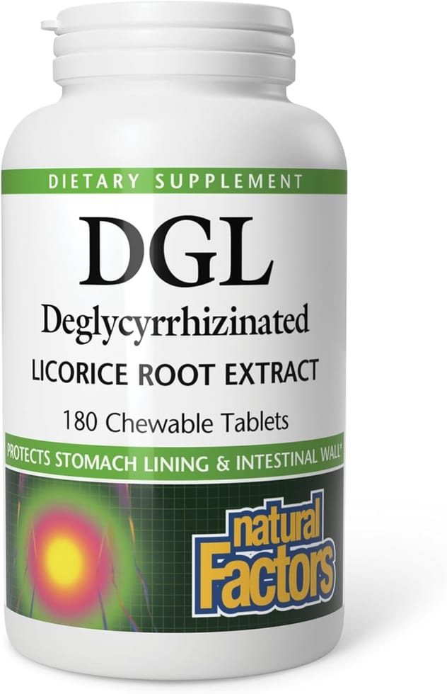 Natural Factors DGL Deglycyrrhizinated Licorice Root Extract Chewable Tablets 180 Chewable Tablets