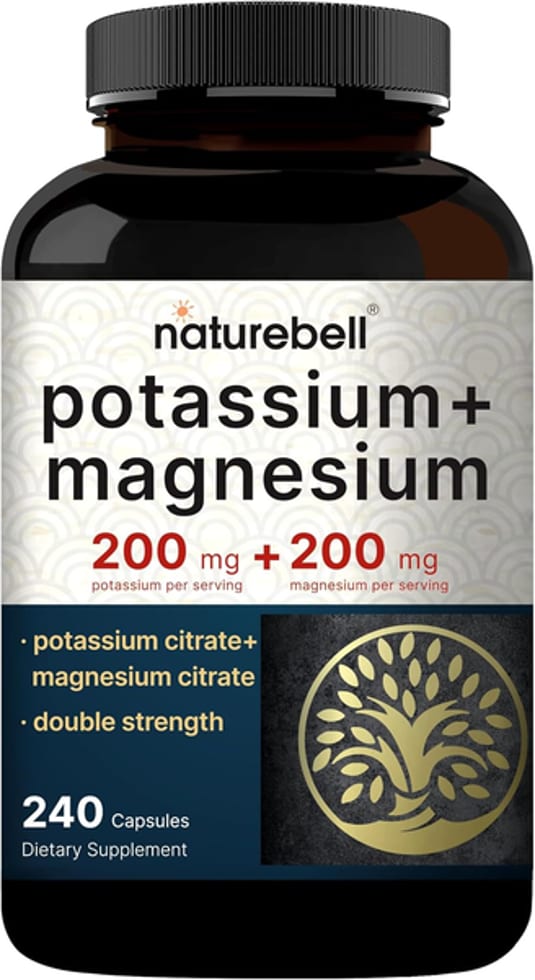 Naturebell Potassium Magnesium Electrolyte Powder Capsules 200мг Кали ба 200мг Магни 240 Капсул