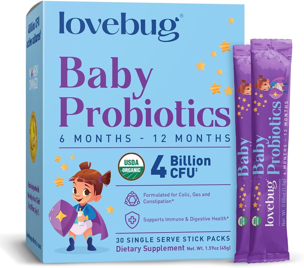 Lovebug, Organic Probiotic Powder for Babies, 4 Billion CFU, 30 Packets