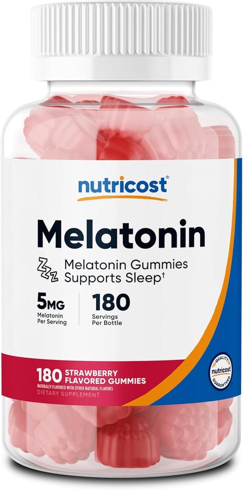 Nutricost Melatonin Gummies Strawberry Flavored Gummies 5mg, 180 Count