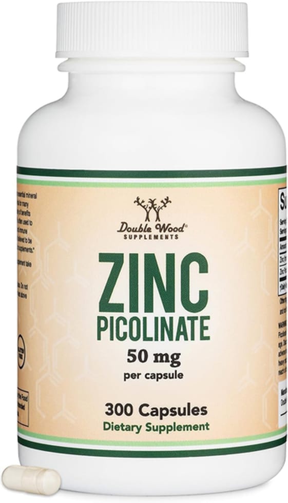 Double Wood Supplements Zinc Picolinate 50mg, 300 Capsules 50mg 300 Capsules