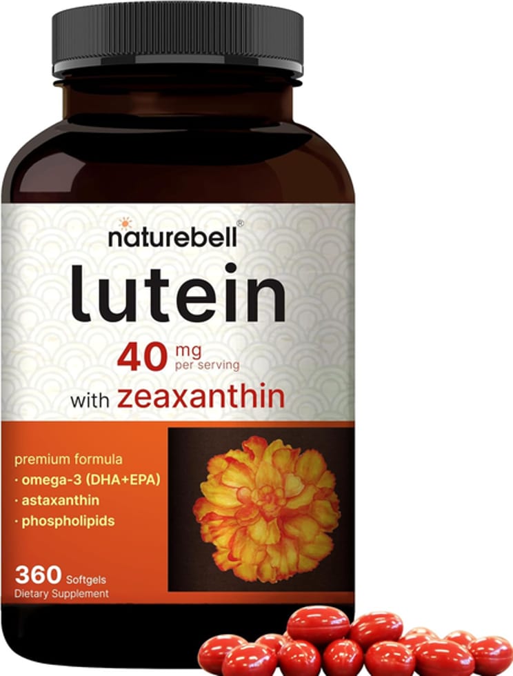 Naturebell Lutein 40mg + Zeaxanthin 1,600mcg, 360 Softgels | 4-in-1 Formula with Astaxanthin, Omega-3  40mg Lutein + 1,600mcg Zeaxanthin 360 Softgels