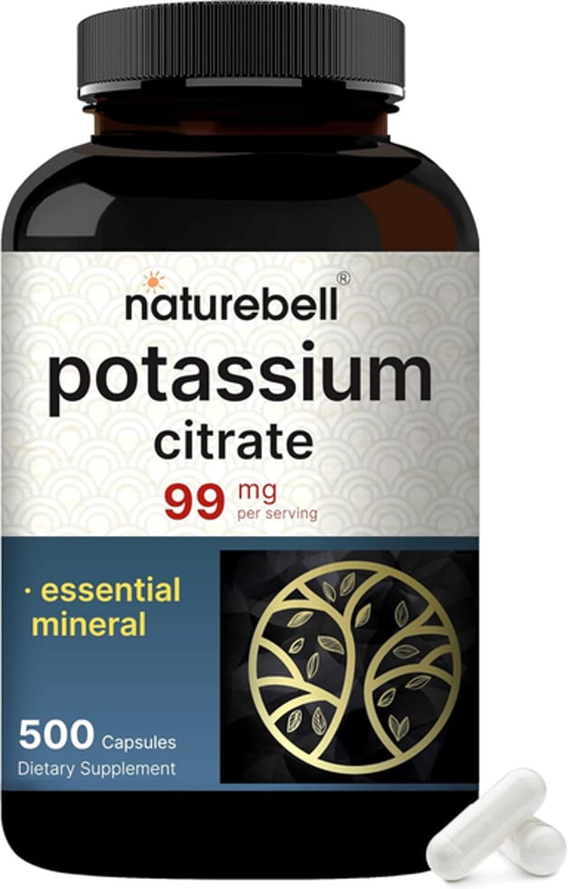 Naturebell Potassium Citrate Supplement 99mg, 500 Capsules 99mg 500 Capsules