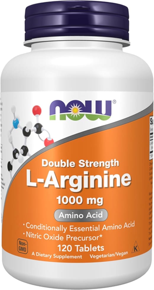 Now L-Arginine 1,000 mg, Nitric Oxide Precursor, Amino Acid, 120 Tablets 1,000 mg 120 Tablets