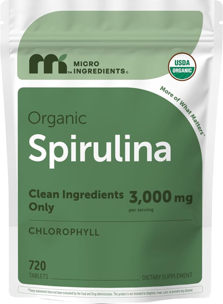 Micro Ingredients Organic Spirulina Tablets 3,000 mg 720 Tablets