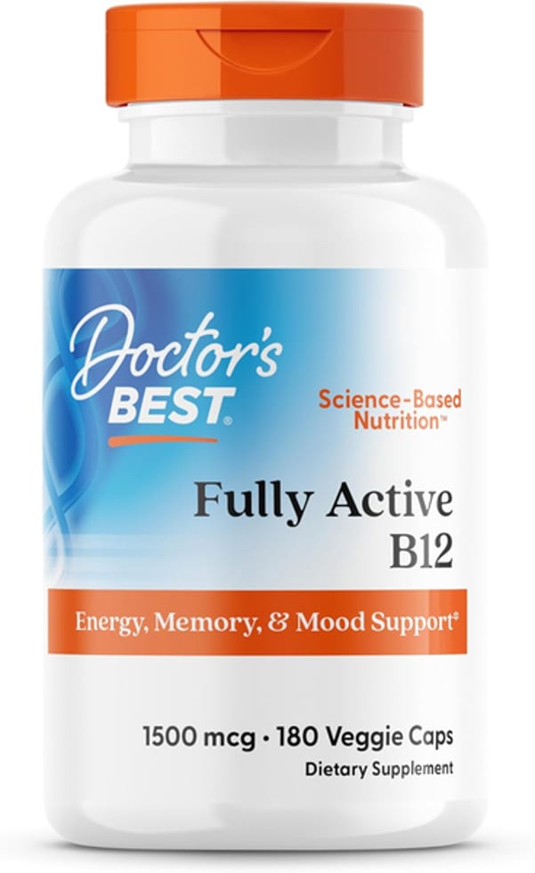 Doctor S Best Vitamin B12 Methylcobalamin 1500 mcg, Vegan, Gluten Free, Non GMO, 180 Veg Capsules 1500 mcg 180 Veg Capsules