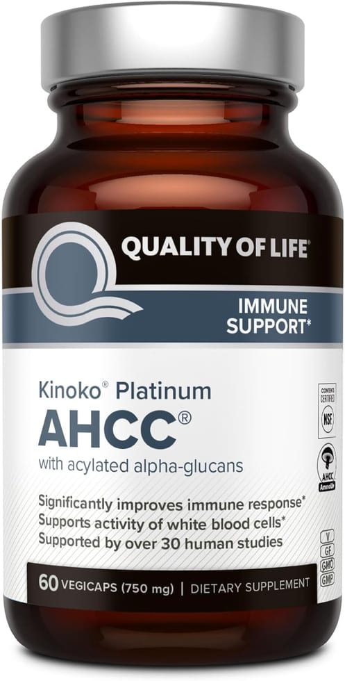 Quality of Life Kinoko Platinum AHCC 750mg 60 Veggie Capsules 750mg 60 Veggie Capsules