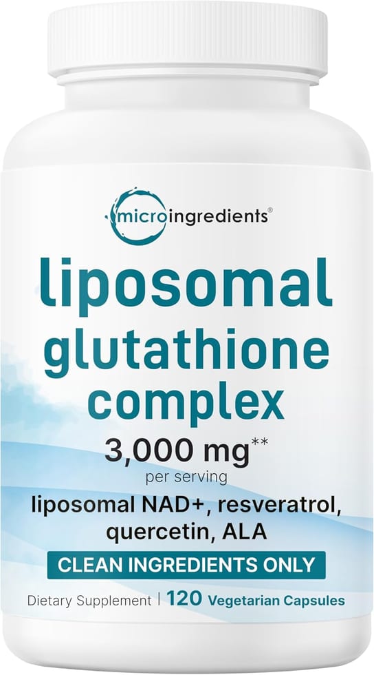 Micro Ingredients liposomal glutathione complex liposomal NAD+, resveratrol, quercetin, ALA 3,000 mg, 120 Vegetarian Capsules