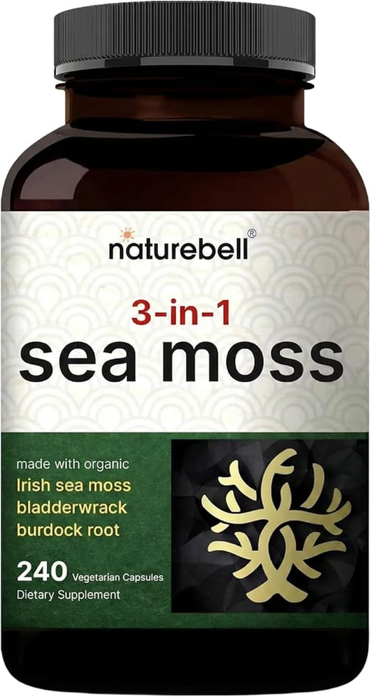 NatureBell 3-in-1 sea moss Vegetarian Capsules 3,000 mg, 240 Capsules