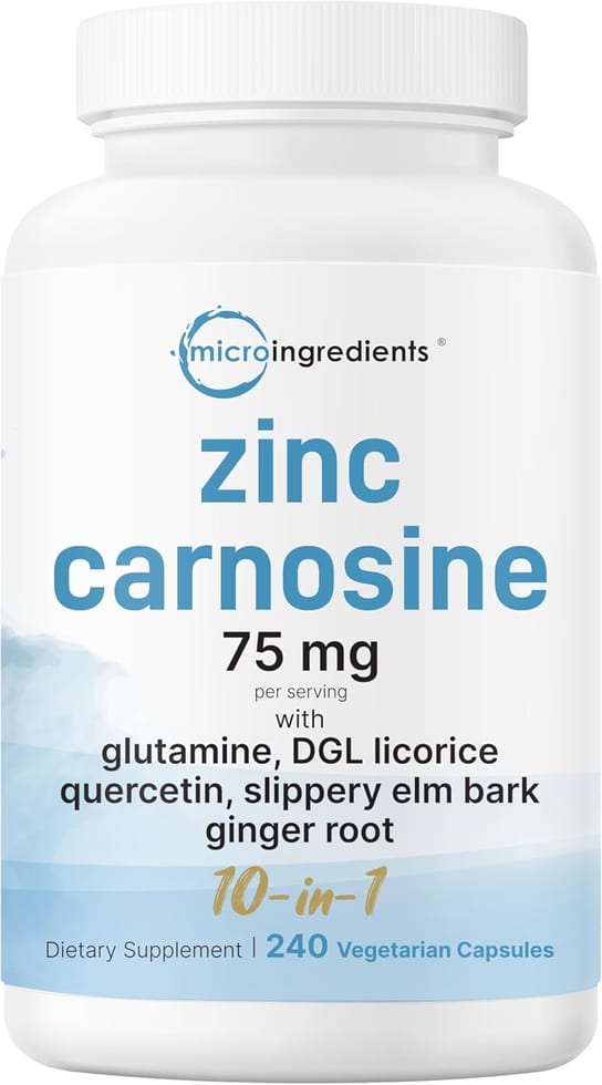Micro Ingredients Zinc Carnosine 10-in-1 formula 75 mg, 240 Capsules