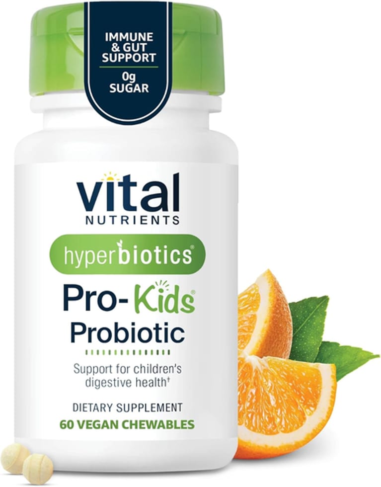 Hyperbiotics, Vital Nutrients Pro Kids Probiotic, Orange Flavor, 3 Billion CFU, 60 Chewable Tablets