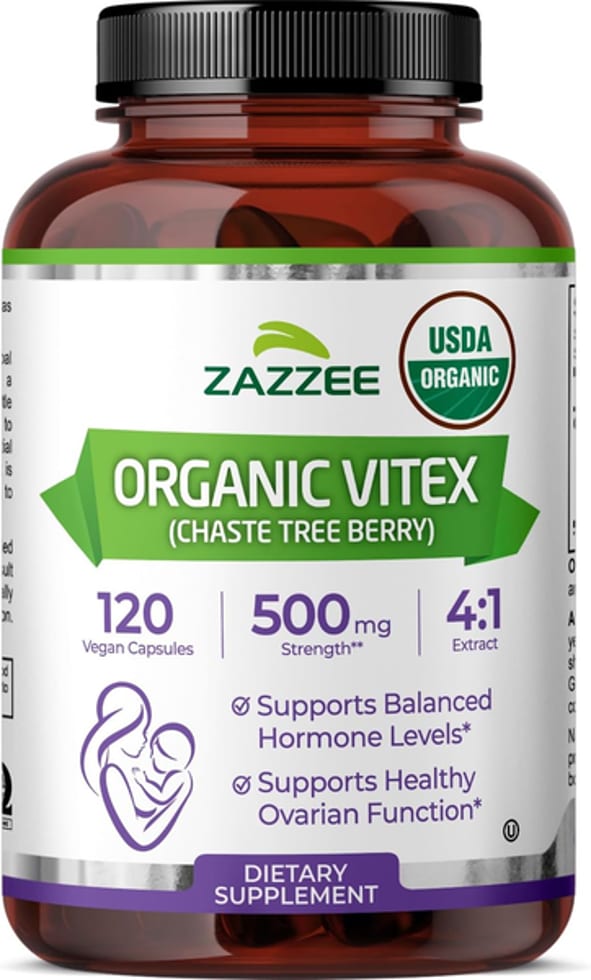 Zazzee, USDA Organic Vitex, Chaste Berry, 4:1 Extract, 120 Vegan Capsules