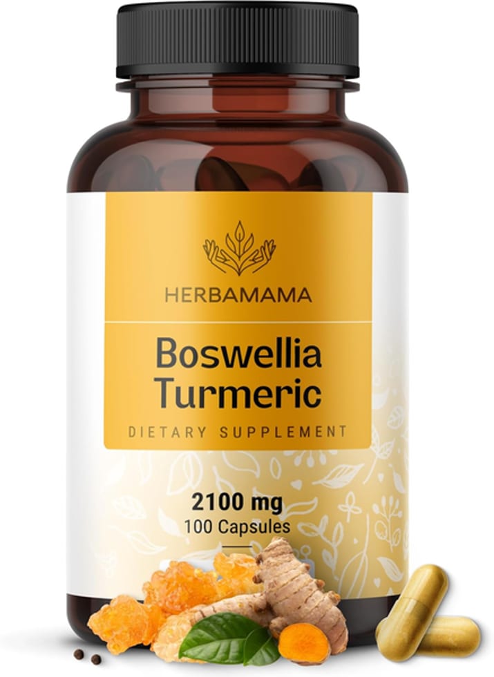 Boswellia Turmeric Dietary Supplement 2100 MG 100 Capsules Joint Support
