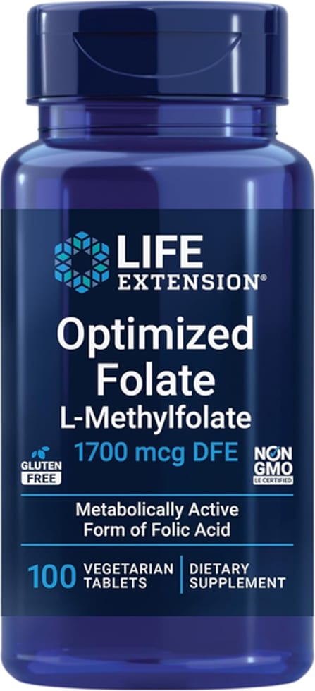 Life Extension, Optimized Folate L-Methylfolate, 1,700 mcg DFE, 100 Vegetarian Tablets