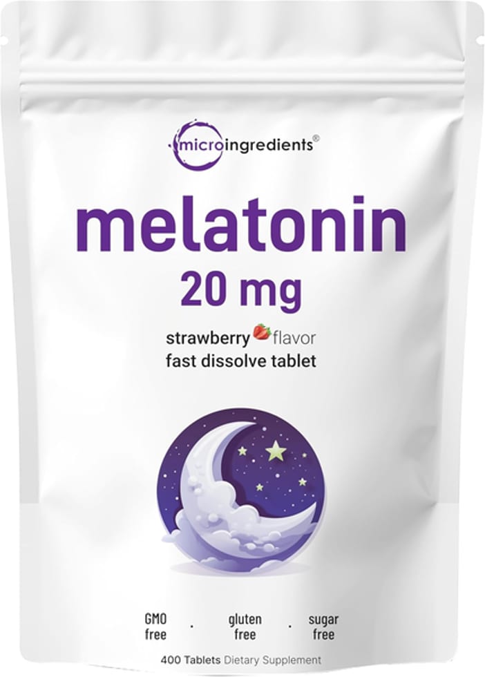 Micro Ingredients, Melatonin, Strawberry Flavor, 20 mg, 400 Tablets