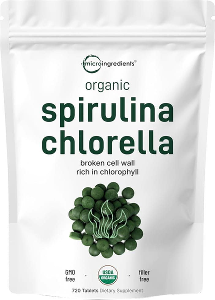 Micro Ingredients, Organic Spirulina & Chlorella, Broken Cell Wall, 3,000 mg per Serving, 720 Tablets