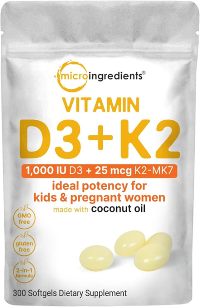 Vitamin D3+k2 1,000 IU D3 + 25 MCG K2 MK-7 240 Softgels