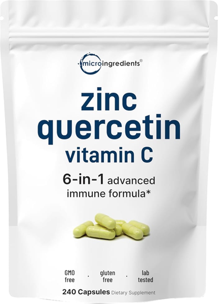 Micro Ingredients, Zinc 50 mg, Quercetin 500 mg & Vitamin C 500 mg Complex, 240 Capsules