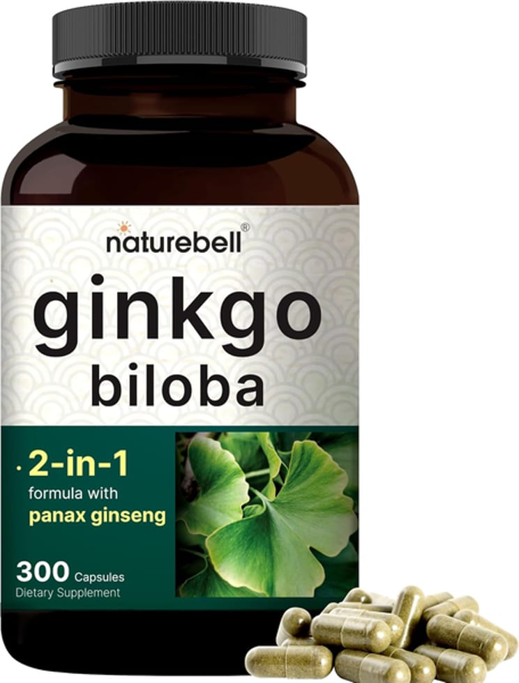 Naturebell, Ginkgo Biloba & Panax Ginseng, 6,000 mg Ginkgo Biloba & 500 mg Panax Ginseng, 300 Capsules