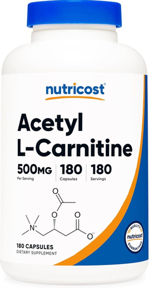 Nutricost, Acetyl L-Carnitine, 500 mg, 180 Capsules