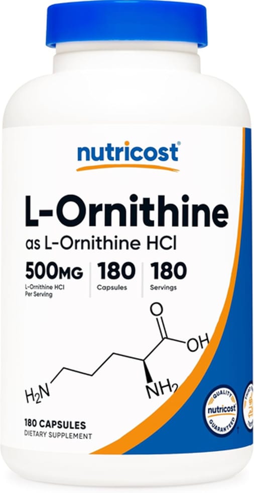 Nutricost, L-Ornithine HCl, 500 mg, 180 Capsules